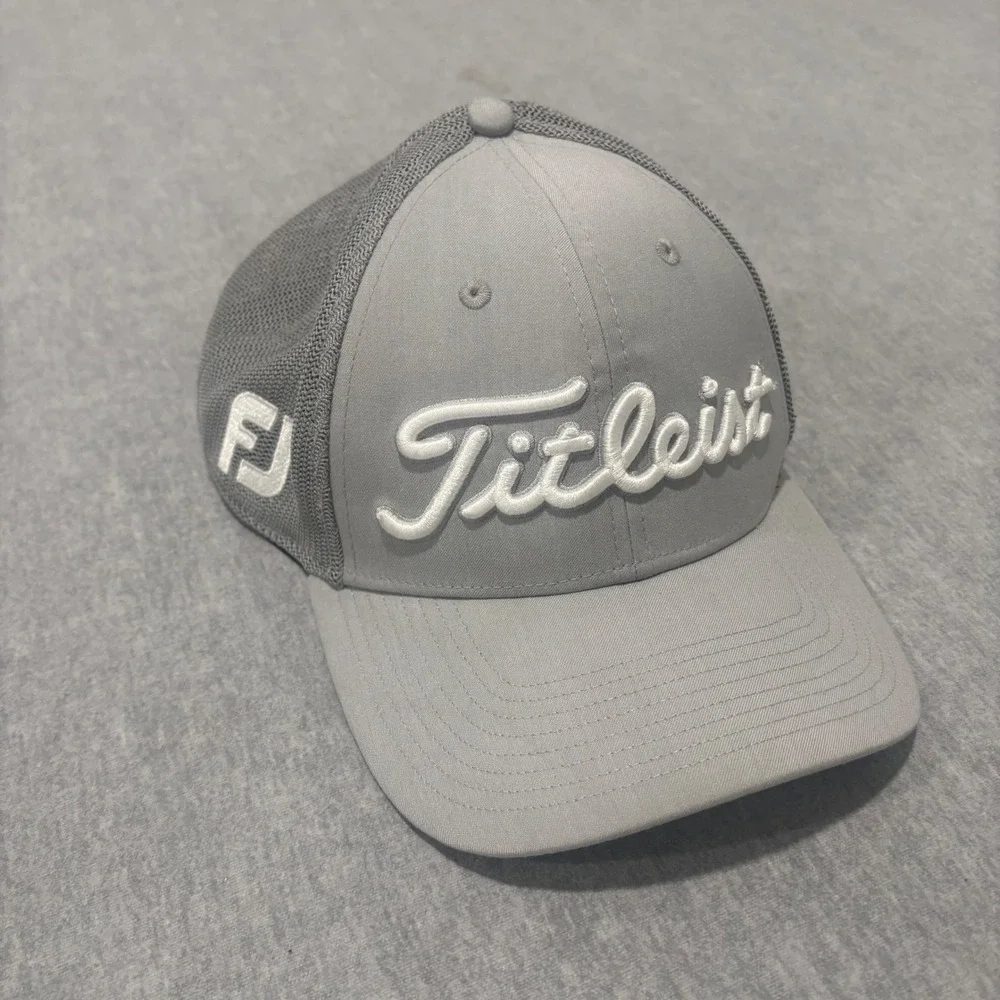 Titleist Golf Hat Grey Mesh Performance Cap FootJoy Pro V1  S/M Deep Back